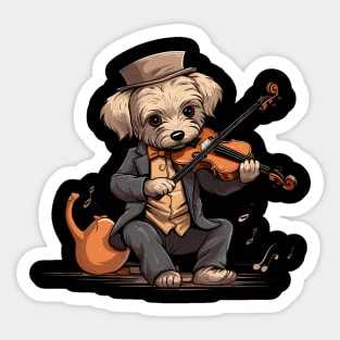 Dog playing violin Sticker
